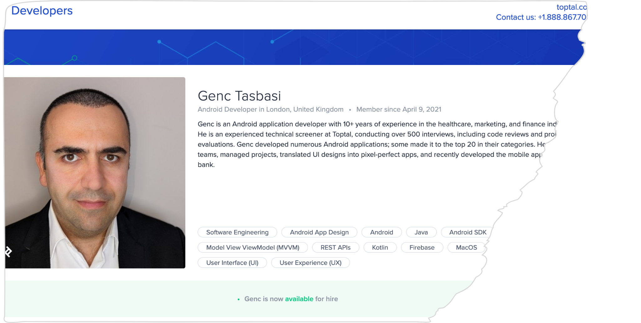 toptal-profile tech lead